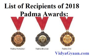 List of Recipients of 2018 Padma Awards