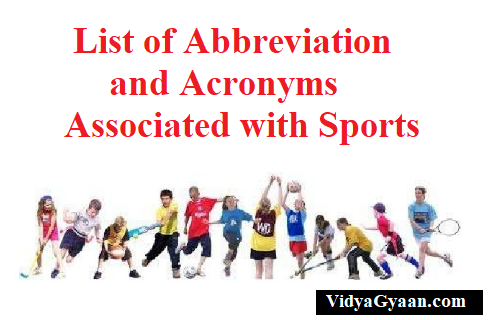 List of Abbreviation and Acronyms Associated with Sports