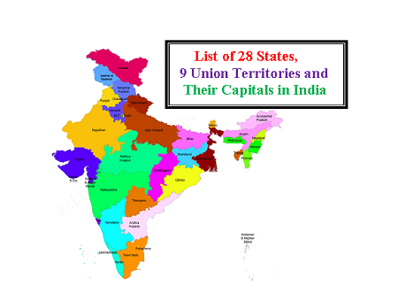 List of 28 States, 9 Union territories and Their Capitals in India